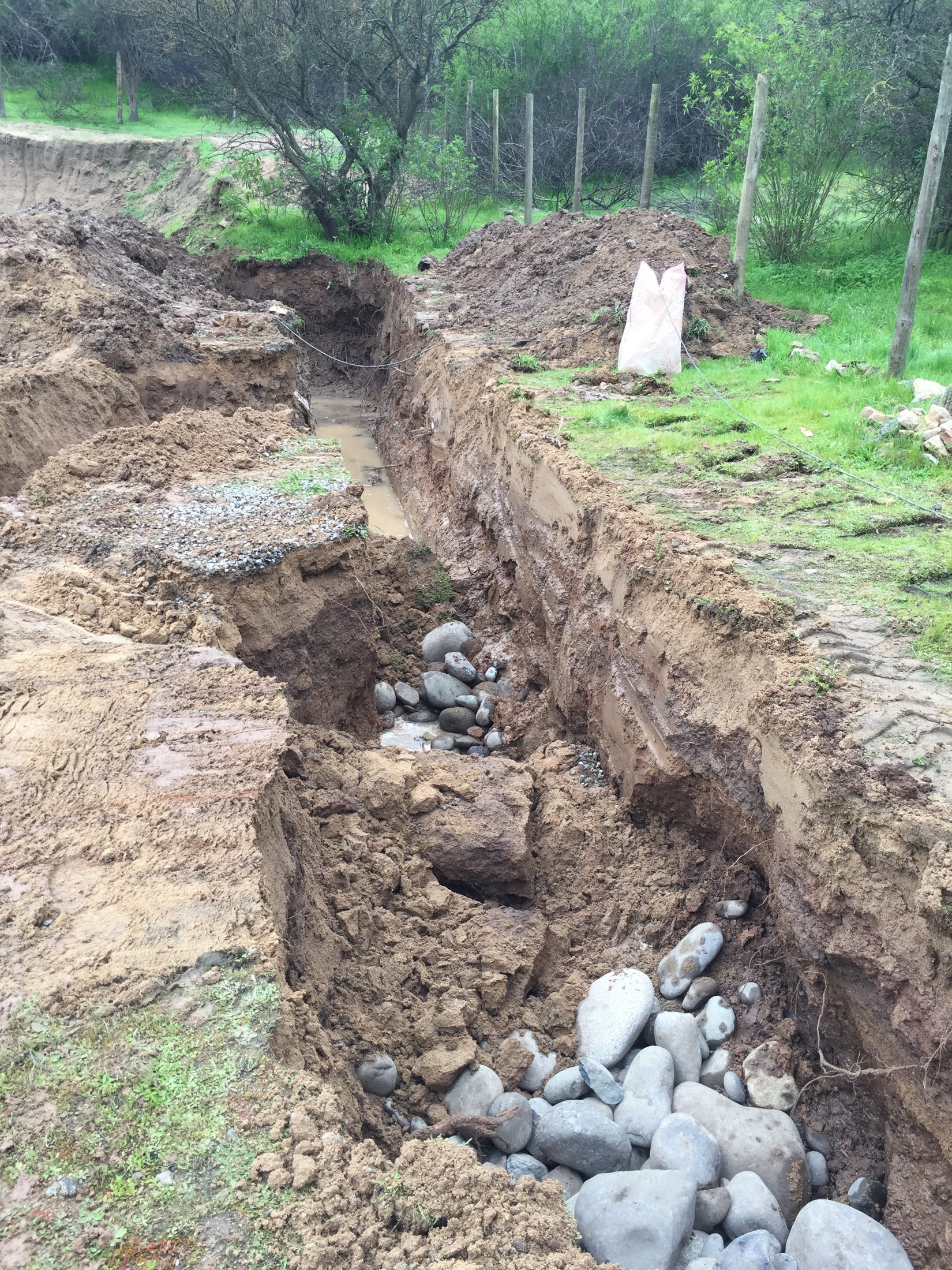 Excavación profunda y drenaje en terreno